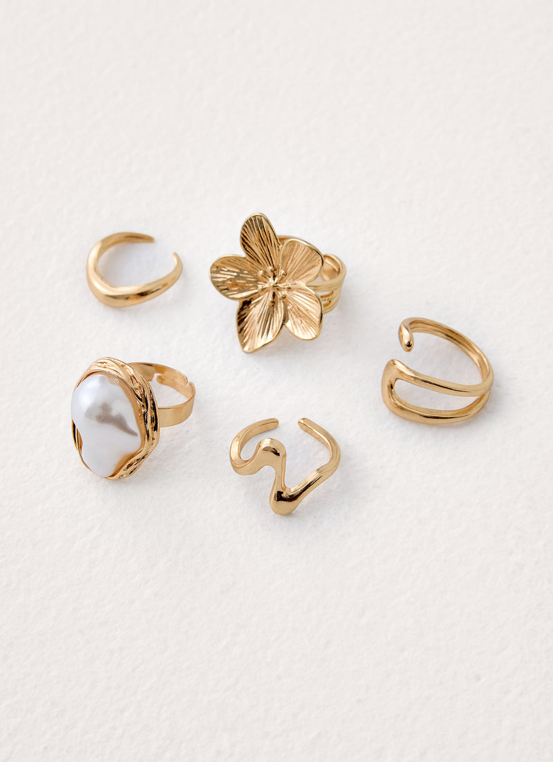 Mykonos Heart Ring Set - Gold