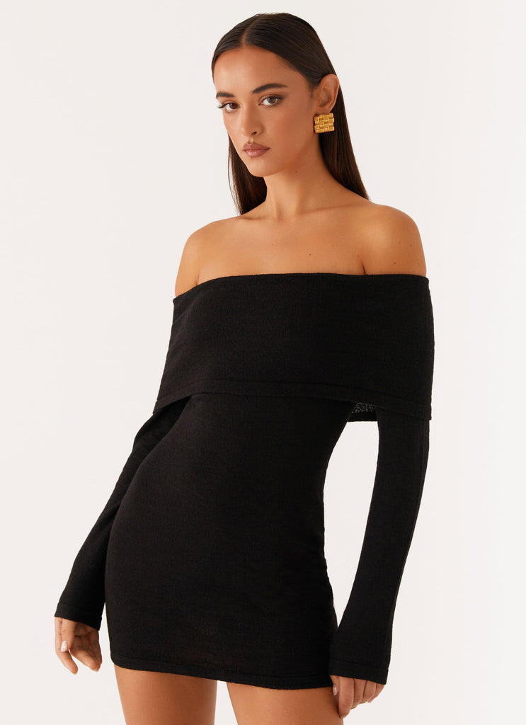 Myla Off Shoulder Mini Dress - Black