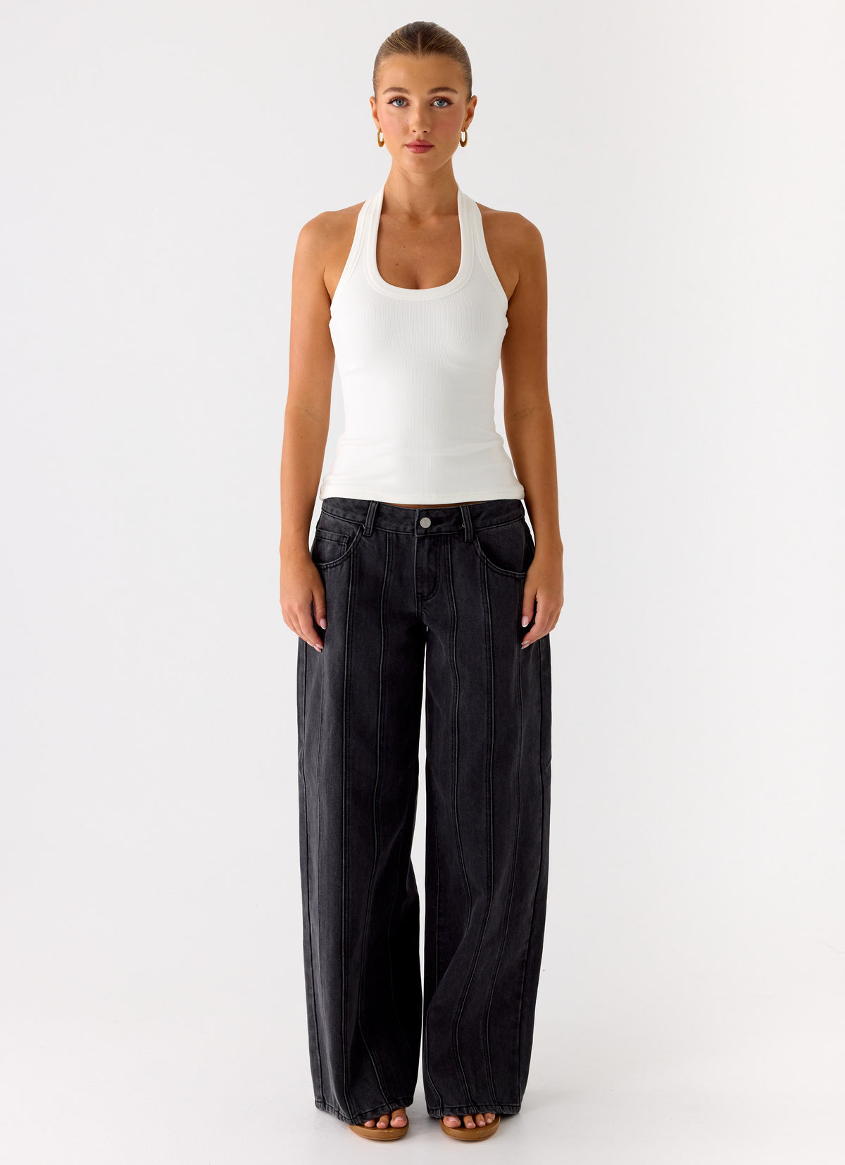 Nauton Ribbed Halter Top - White