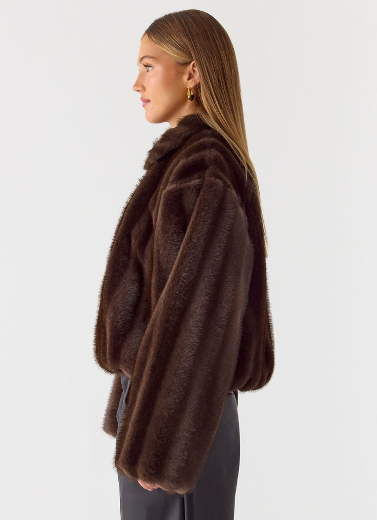 Naylor Faux Fur Jacket - Chocolate