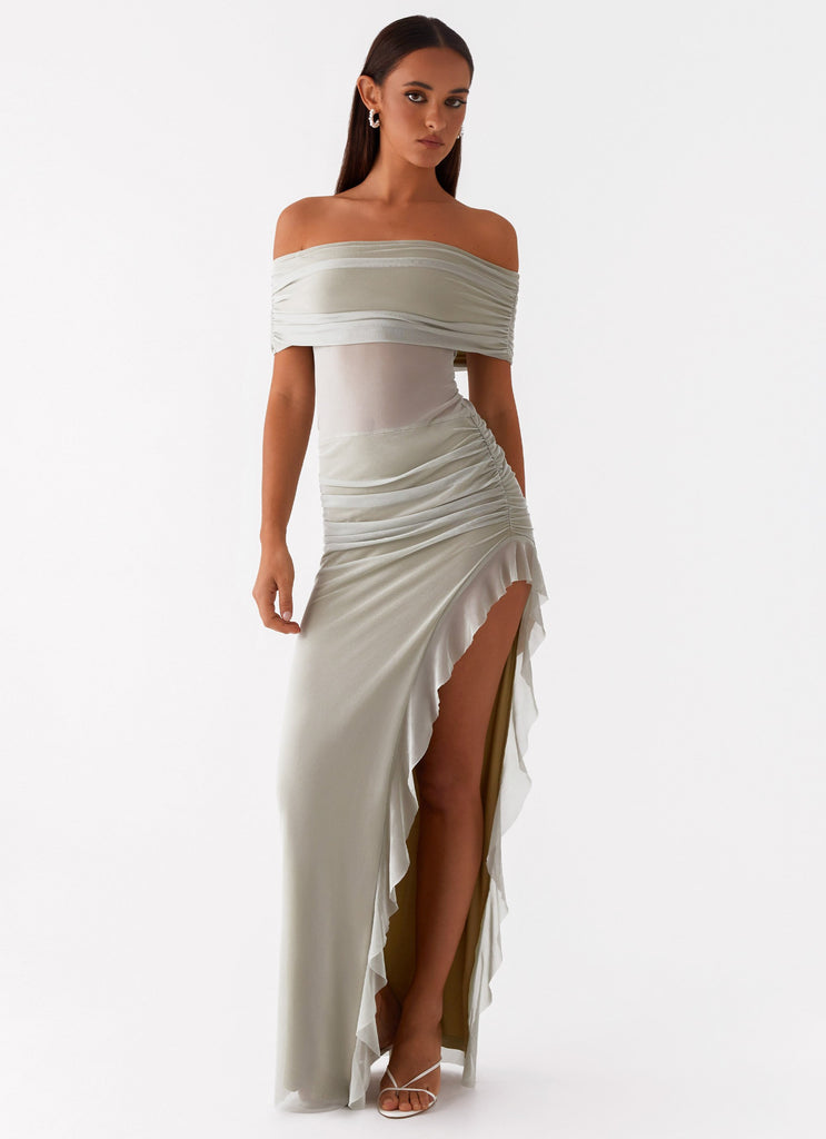 Nelly Off Shoulder Maxi Dress - Pistachio