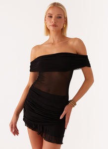 Nelly Off Shoulder Mini Dress - Black