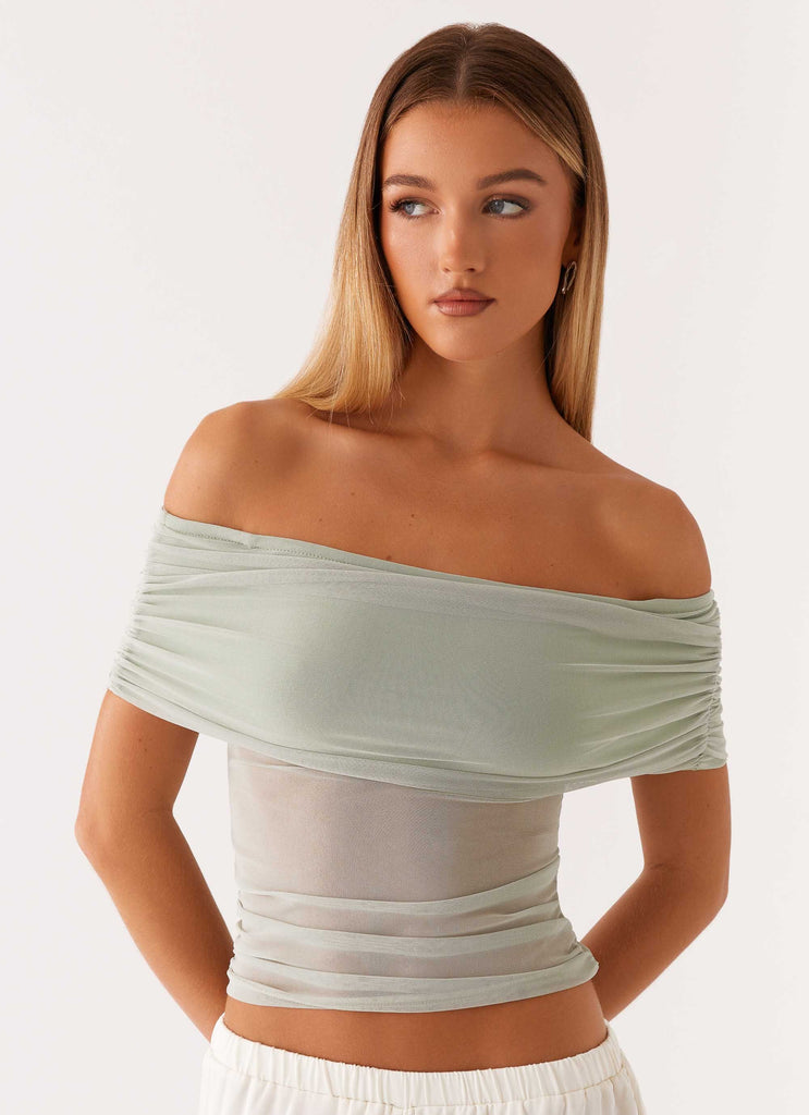 Nelly Off Shoulder Top - Pistachio