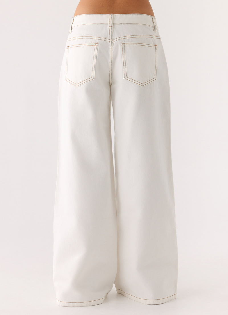 Neo Low Rise Wide Leg Jeans - Ivory