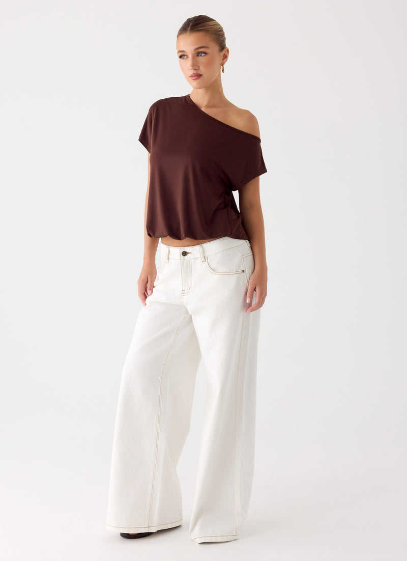 Neo Low Rise Wide Leg Jeans - Ivory