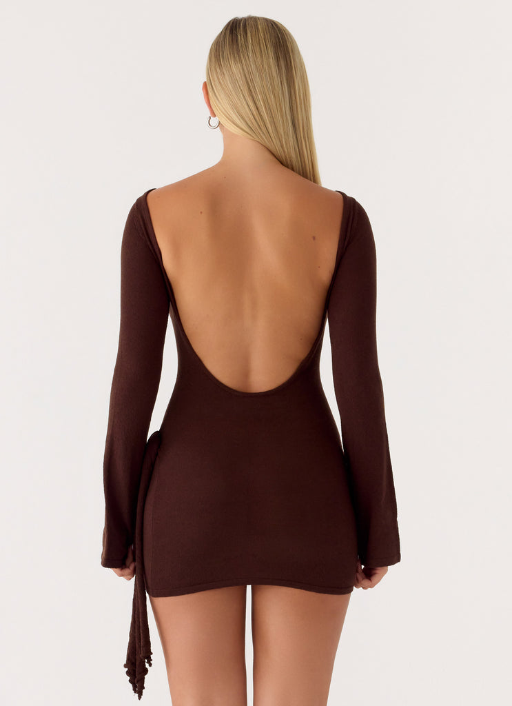Niella Long Sleeve Wrap Mini Dress - Chocolate