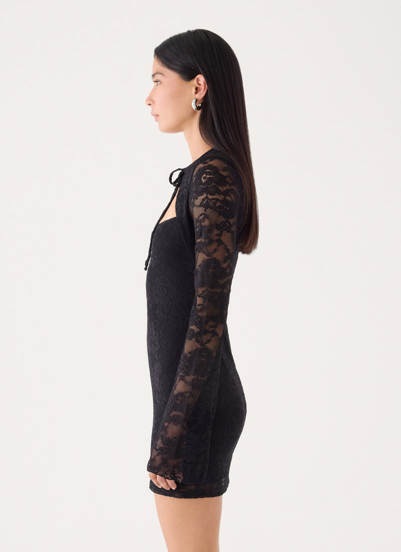 Norelle Lace Mini Dress - Black