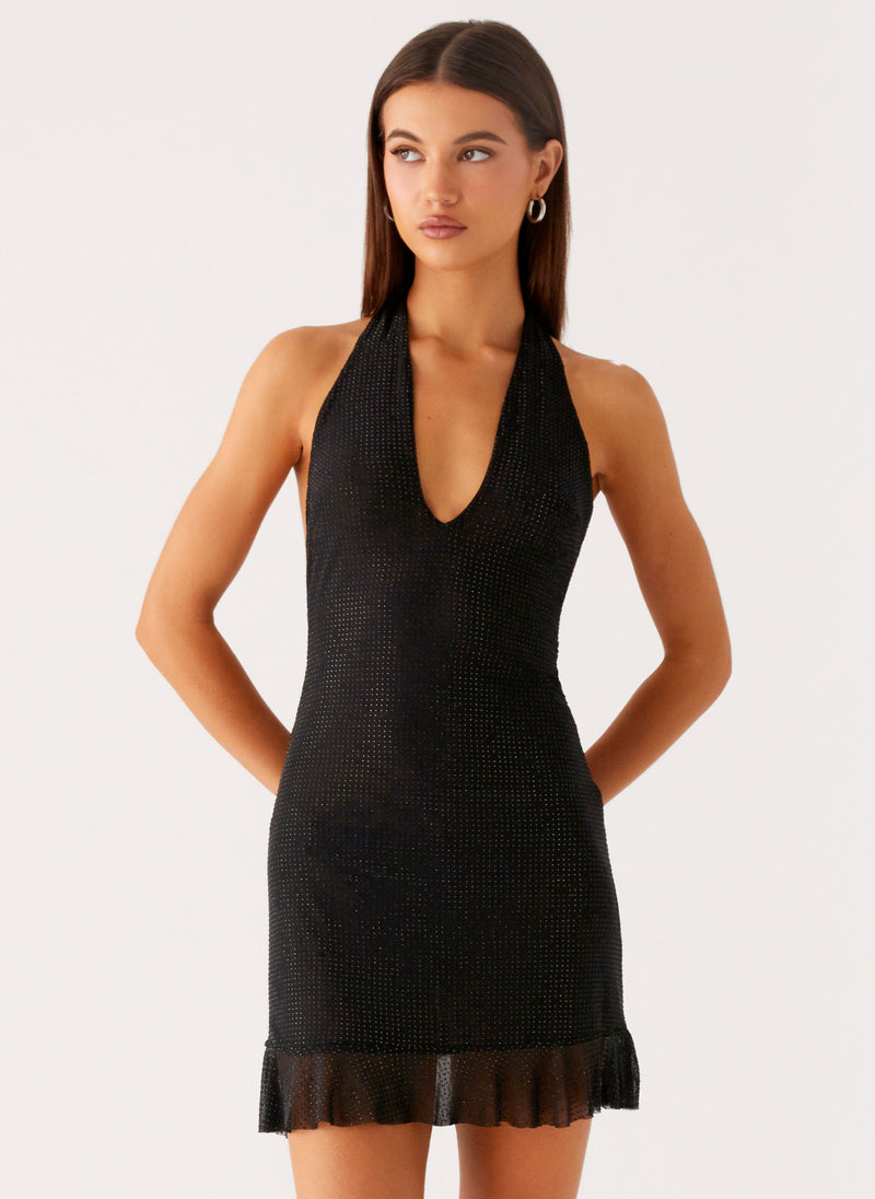 Odrella Sequin Mini Dress - Black