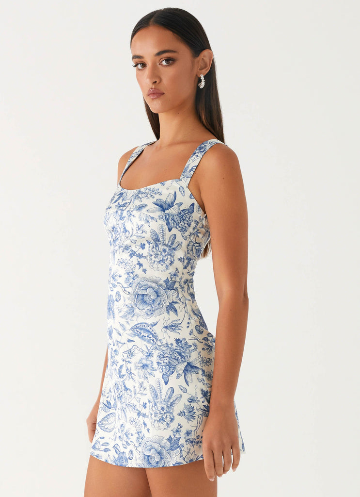 Odette Satin Mini Dress - Blue Paisley Peppermayo Odette Satin Mini Dress - Blue Paisley Peppermayo