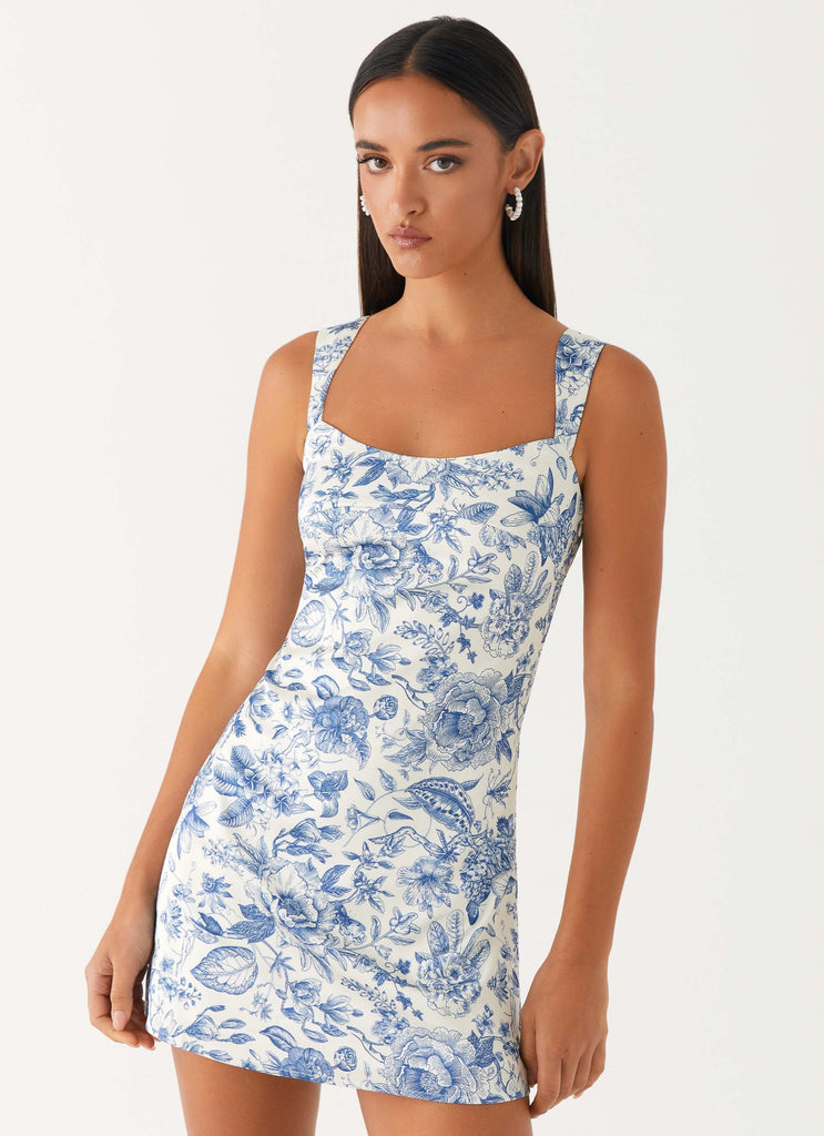 Odette Satin Mini Dress - Blue Paisley – Peppermayo