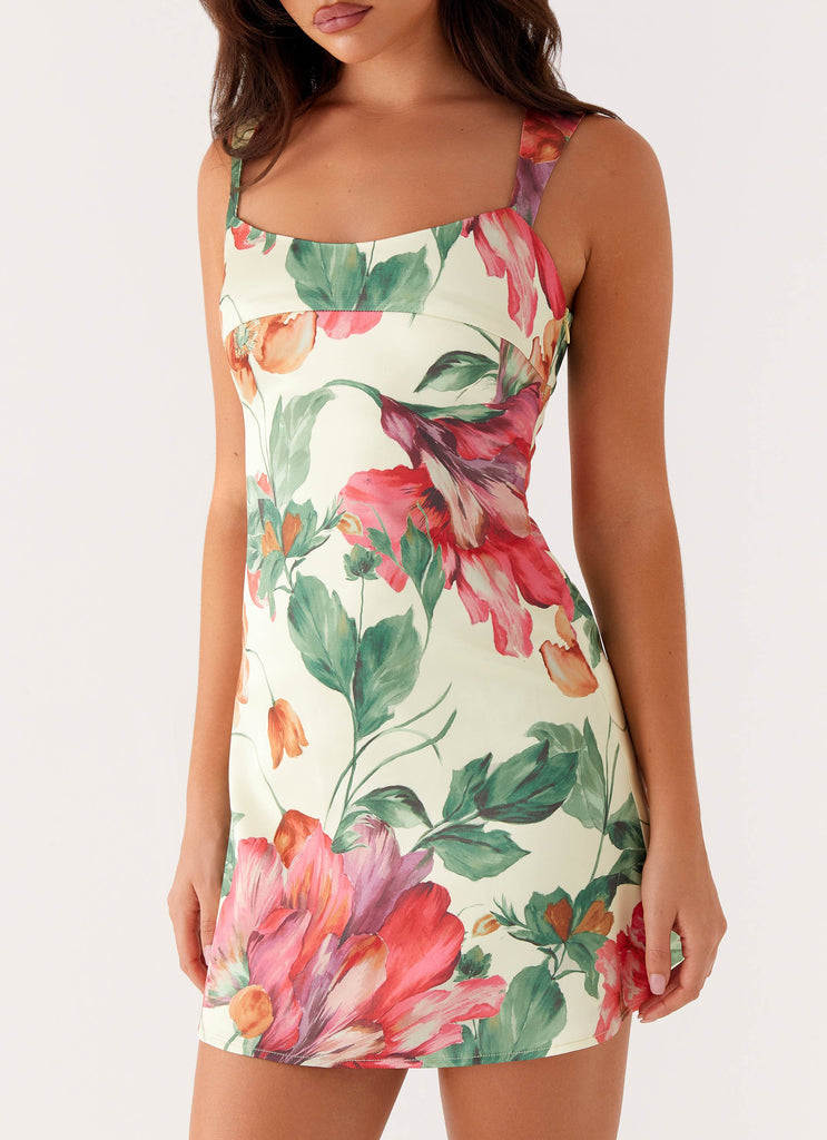 odette satin mini dress yellow Peppermayo Odette Satin Dress