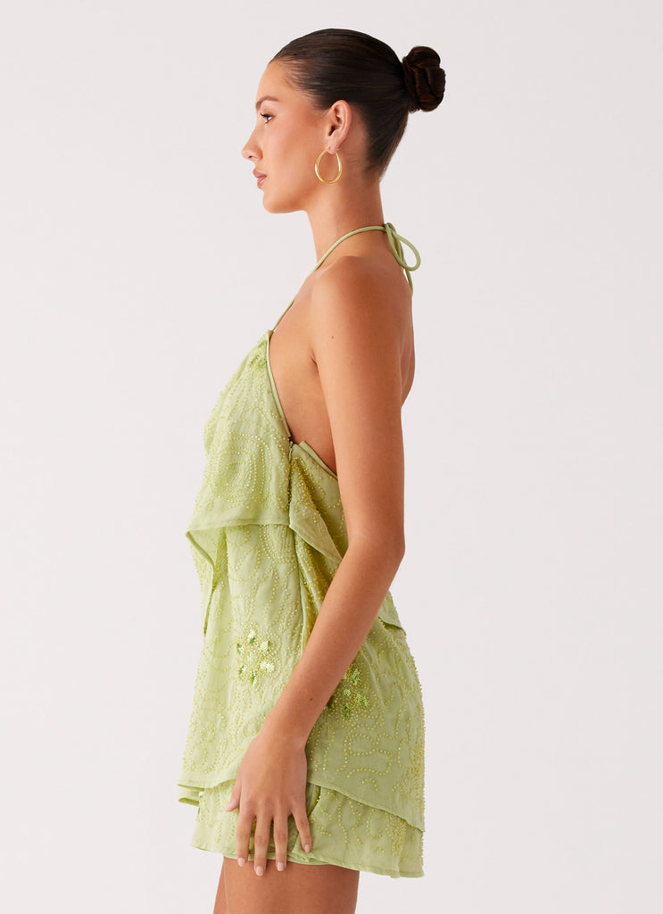 noname mini dress green Laced In Allure Strapless Mini Dress