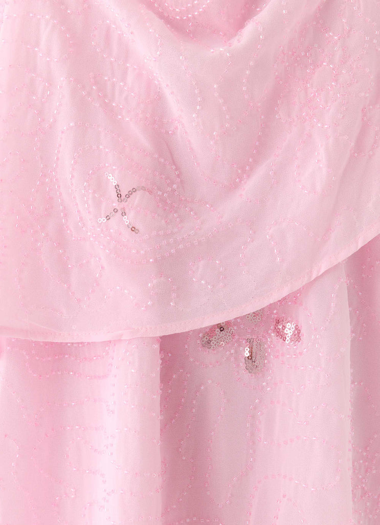 On The Go Beaded Mini Dress - Pink