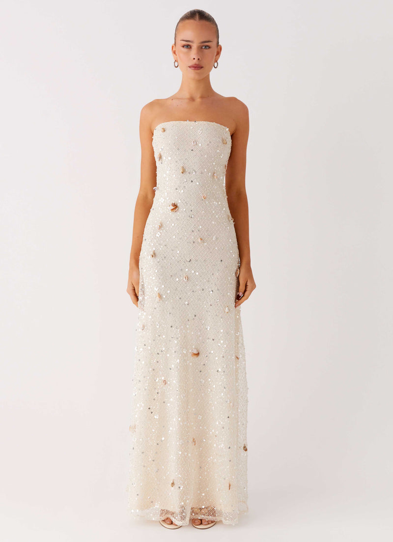 Orelli Shell Sequin Knit Maxi Dress - Ivory