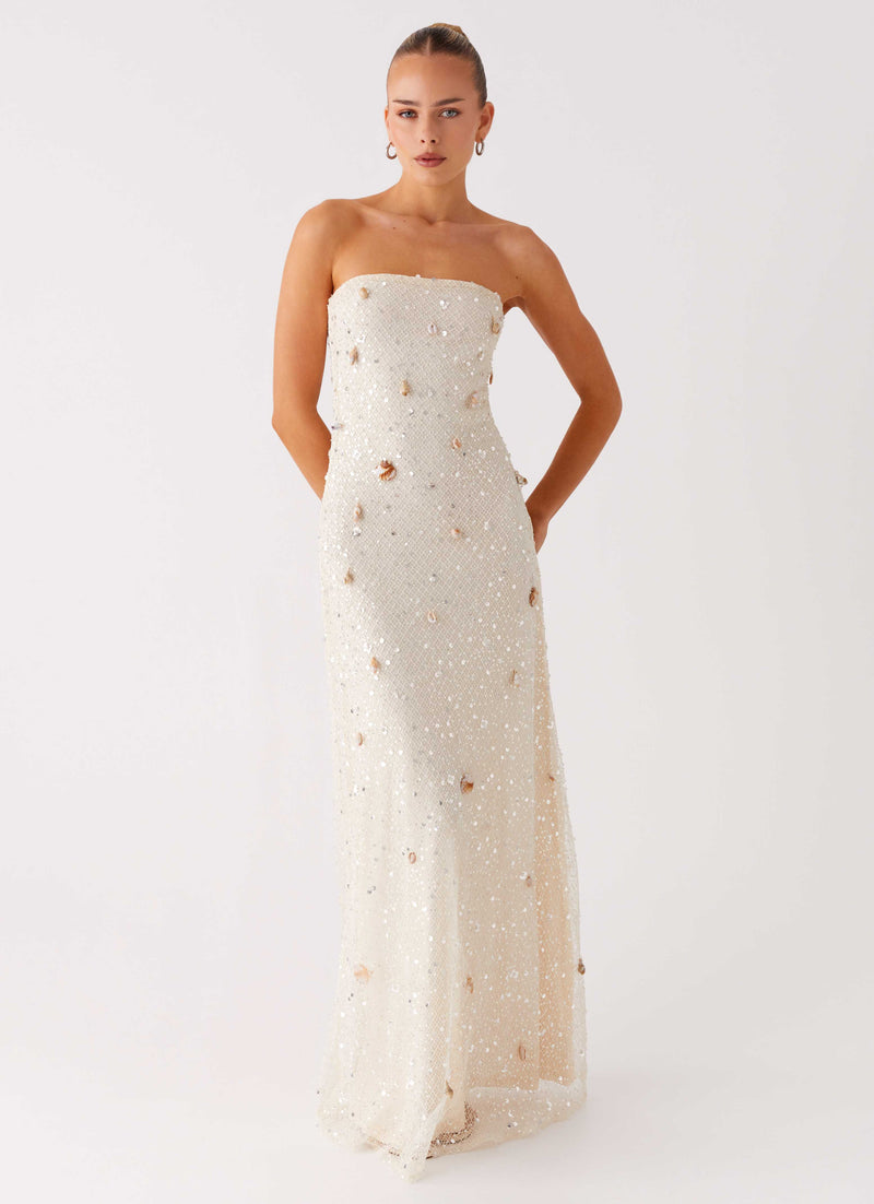 Orelli Shell Sequin Knit Maxi Dress - Ivory