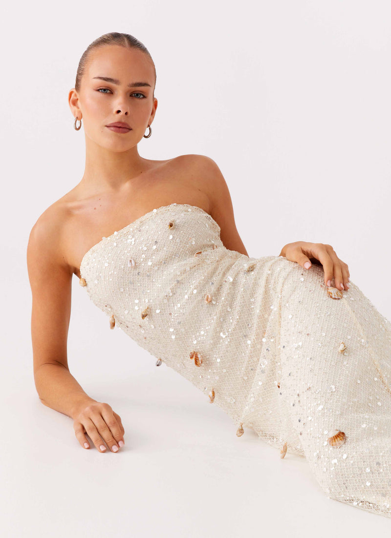 Orelli Shell Sequin Knit Maxi Dress - Ivory