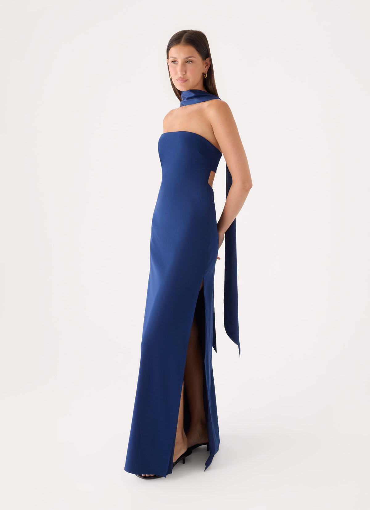 Out All Night Scarf Maxi Dress - Navy