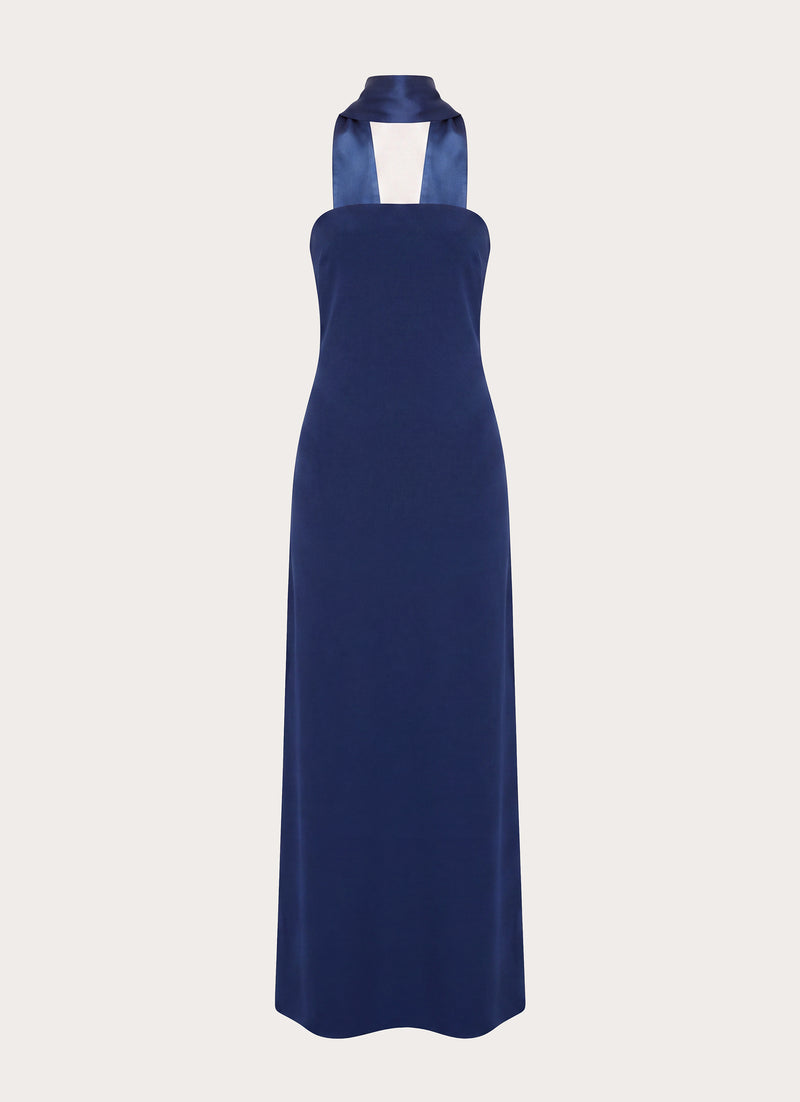 Out All Night Scarf Maxi Dress - Navy