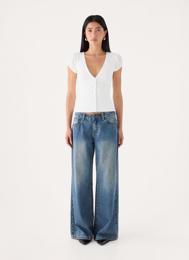 Panasi Button Up Top - White