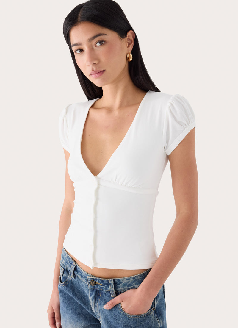 Panasi Button Up Top - White