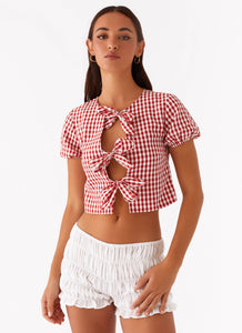 Pandora Blouse - Red Gingham