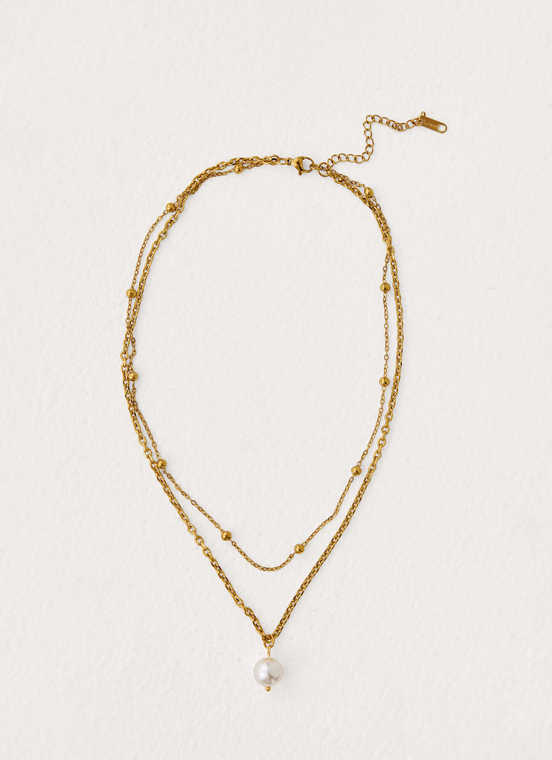 Paradise Hour Necklace - Gold Pearl
