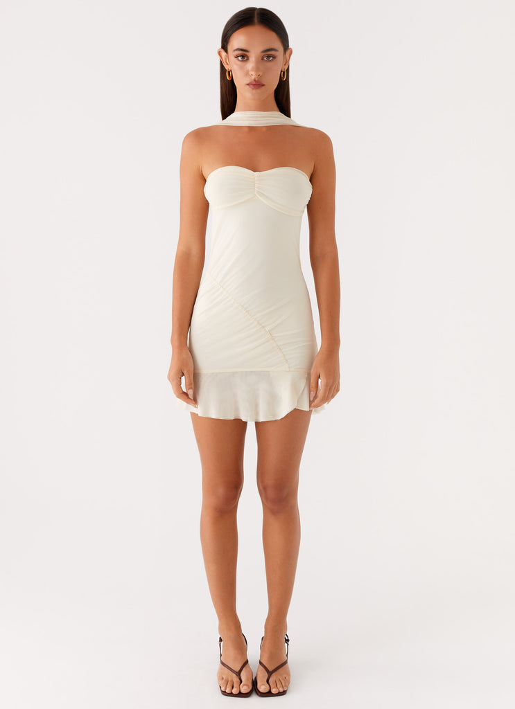 Pari Open Back Mini Dress - Ivory Peppermayo Pari Open Back Mini Dress - Ivory Peppermayo