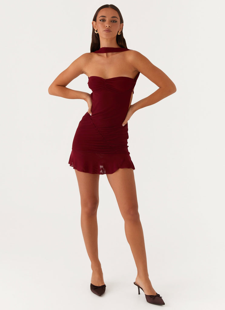 mini pu dress open back Open-Back Bodycon Mini Dress in Cherry Red - XXS