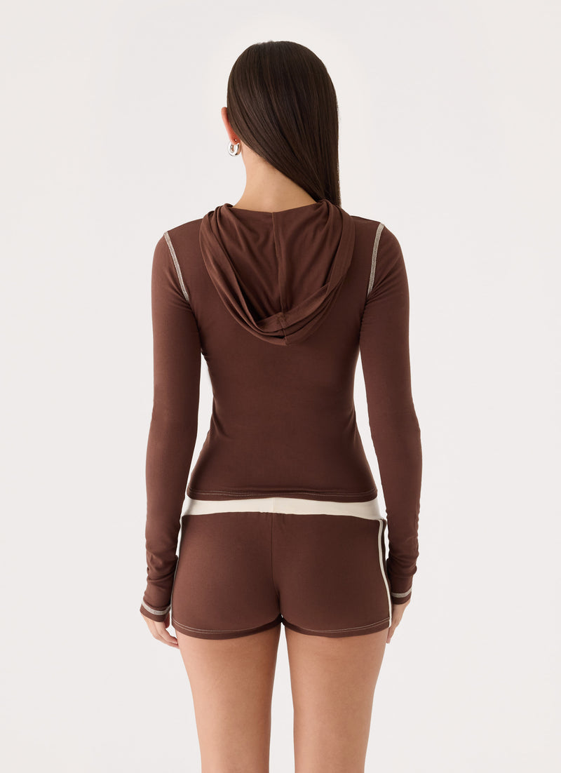 Paris Zip Up Hoodie - Chocolate