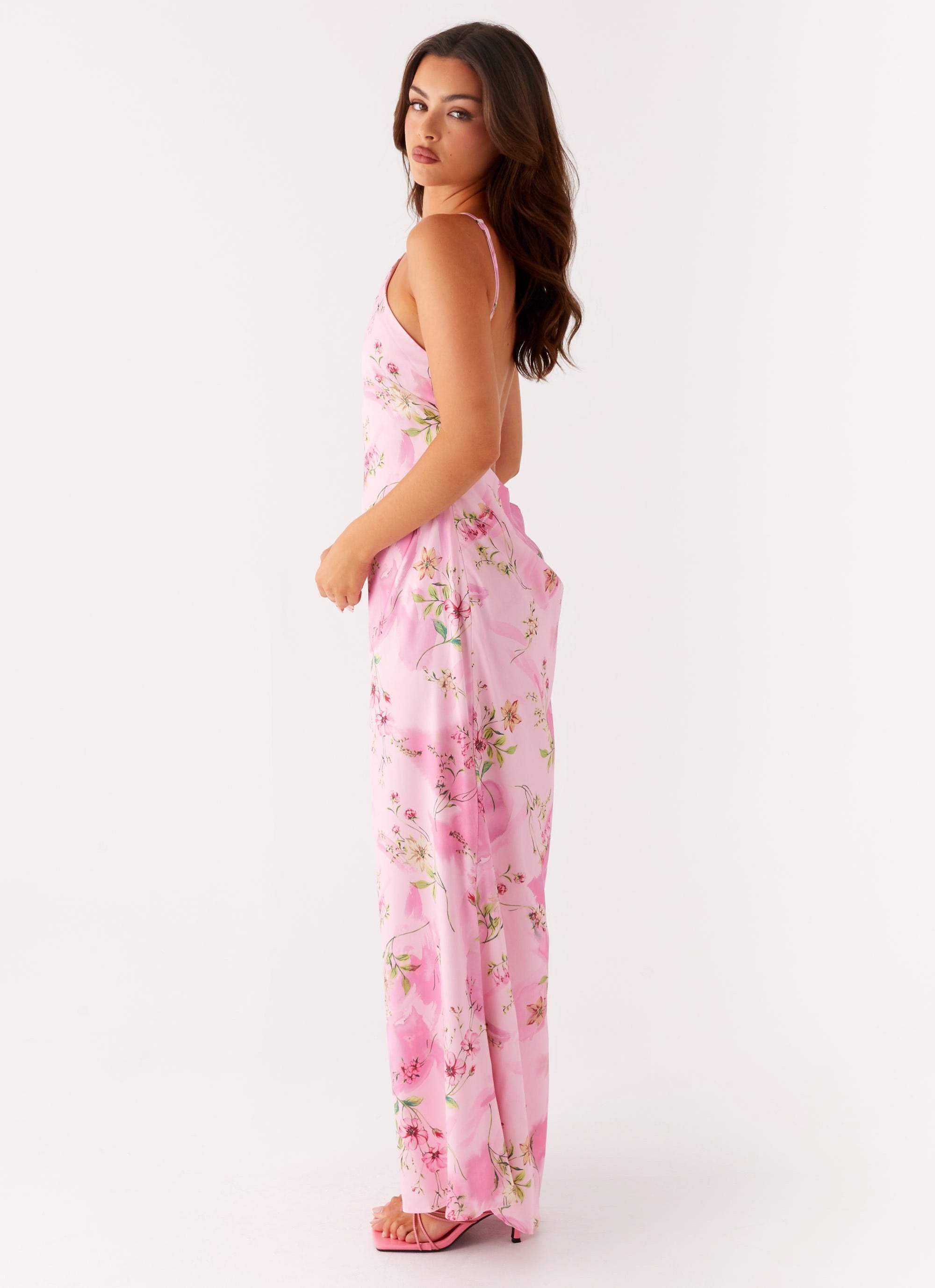 Pascal Maxi Dress - Pink Floral Print β Peppermayo