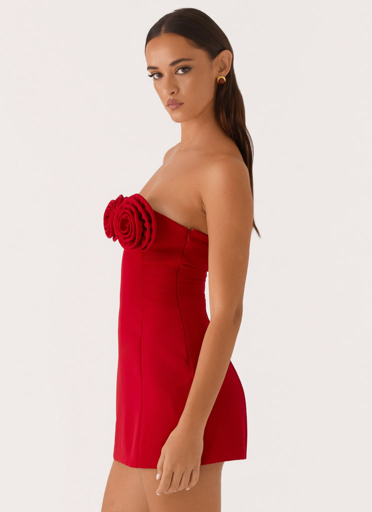 Patsie Strapless Mini Dress - Red