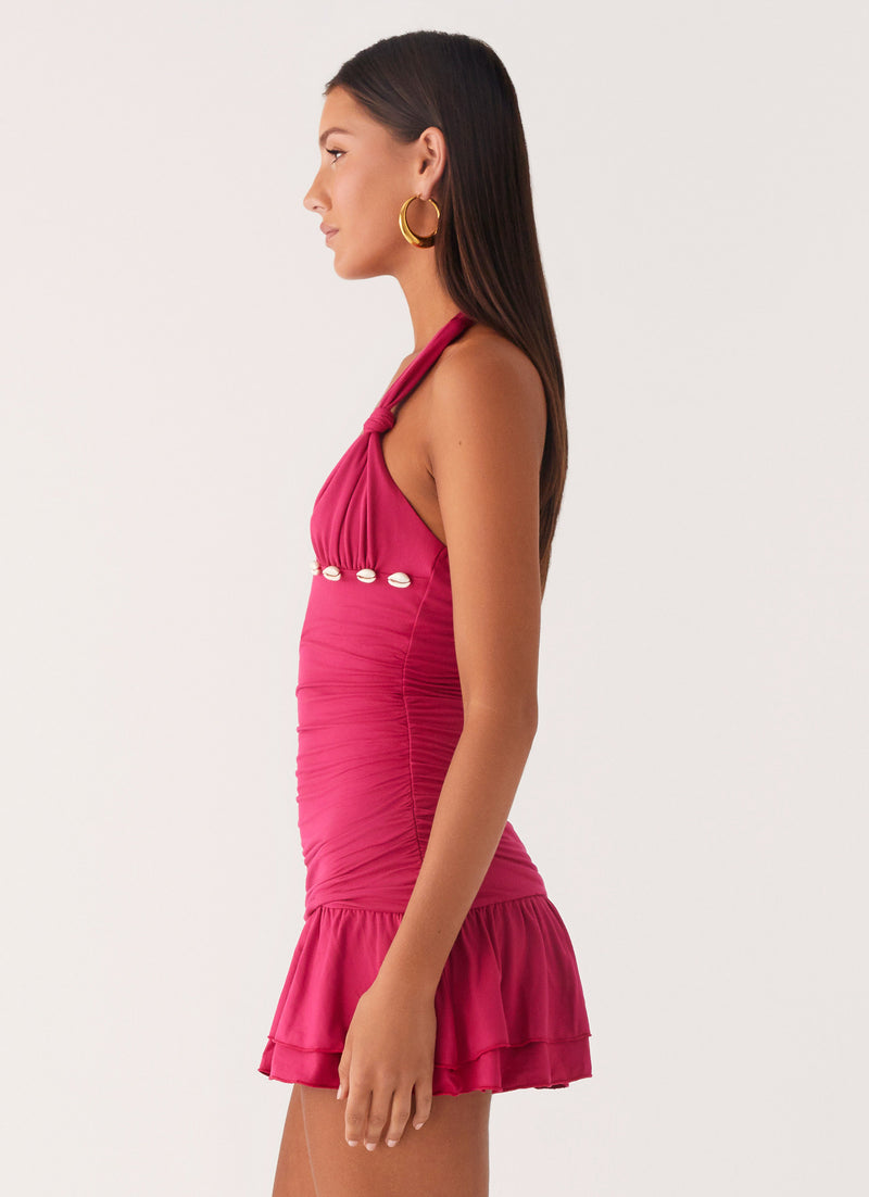 Payback Shell Trim Mini Dress - Fuchsia