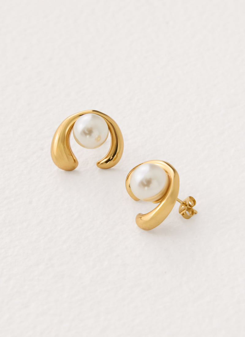 Pearl Promise Earrings - Gold Pearl