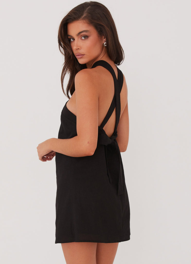 Keira Linen Mini Dress - Black
