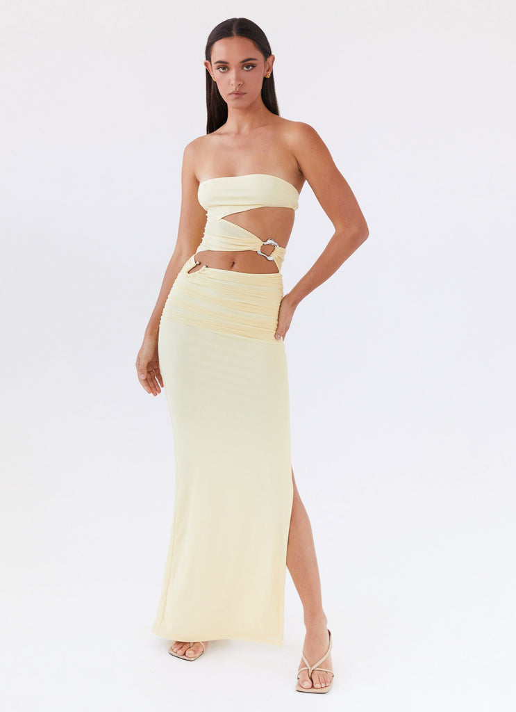 Into Pieces Mesh Maxi Dress - Lemon