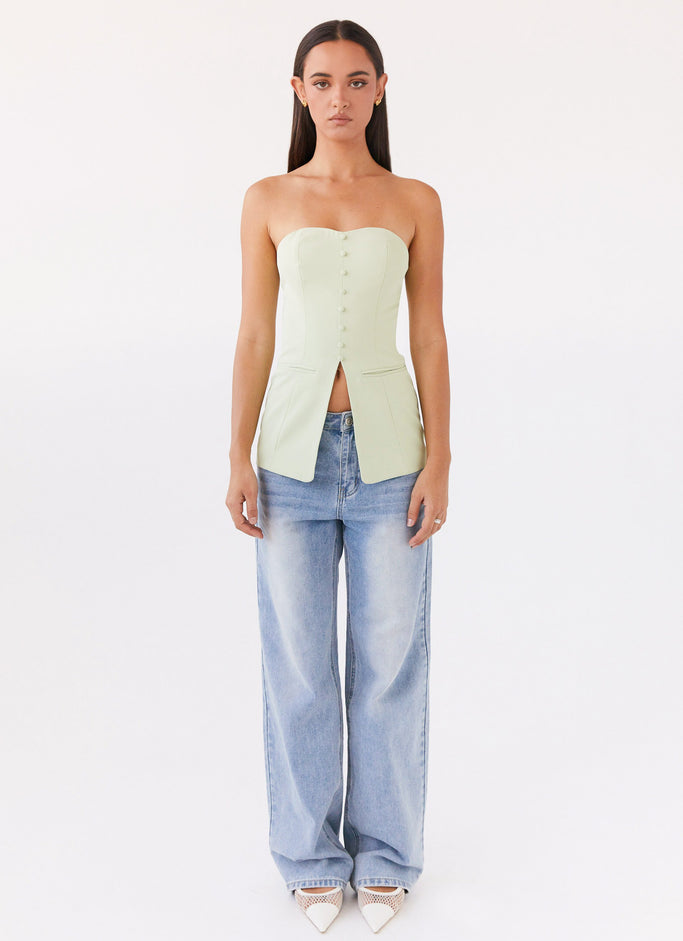 Riveria Tailored Strapless Top - Green Zest