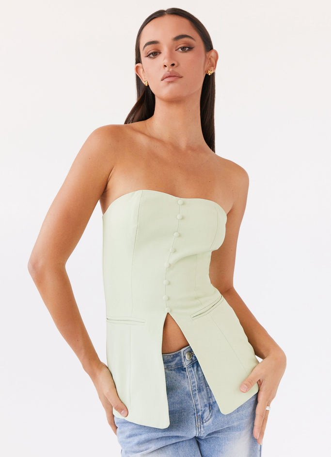 Riveria Tailored Strapless Top - Green Zest