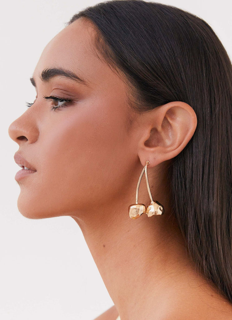 Cherry Forever Earrings - Gold