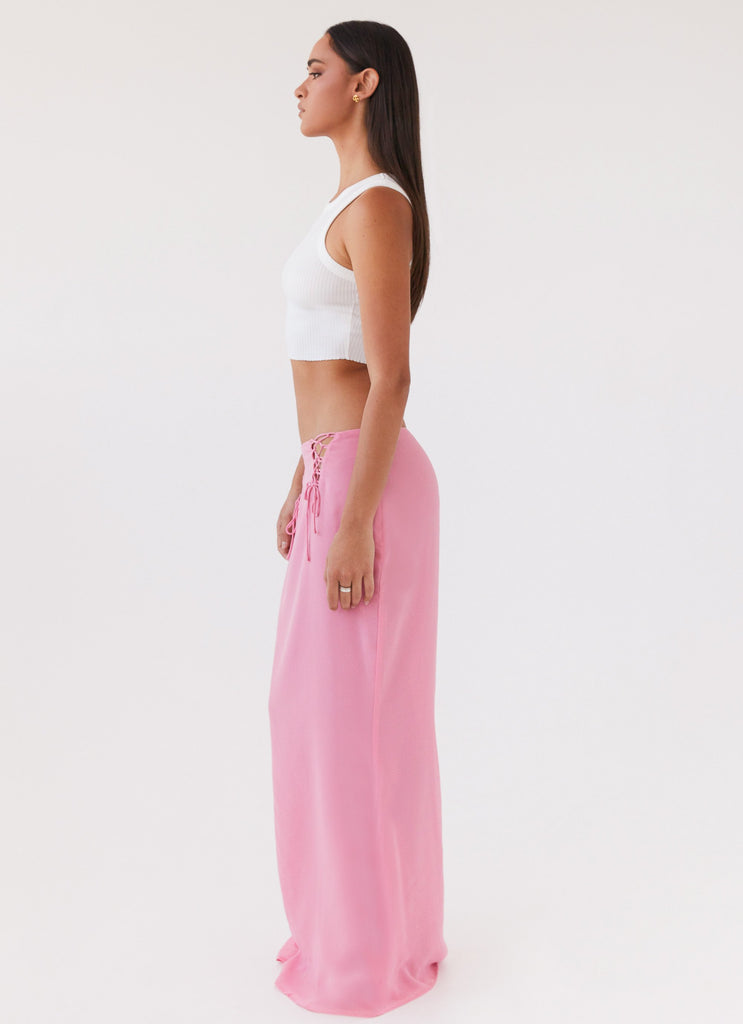 Womens Chella Tie Up Skirt in the colour Pink in front of a light grey background