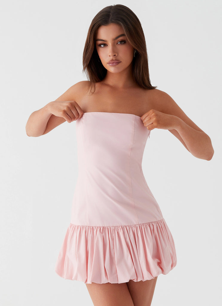 Womens Cotton Candy Mini Dress in the colour Pink in front of a light grey background