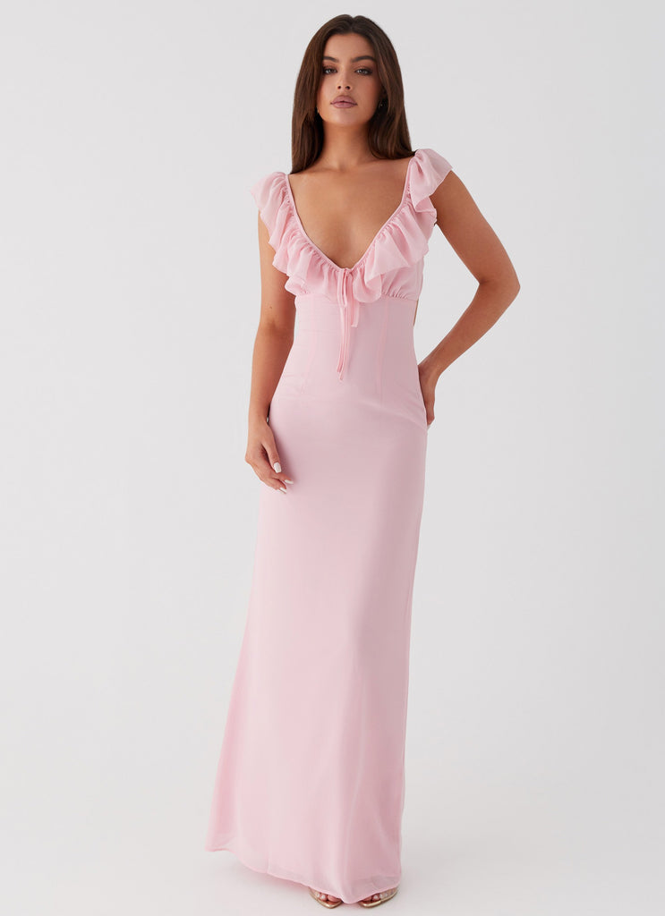 Womens Silvie Maxi Dress in the colour Pink in front of a light grey background