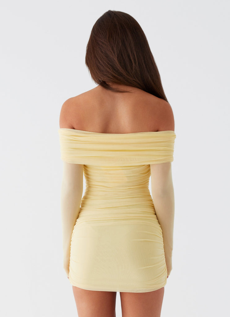 Womens Rosa Franca Mini Dress in the colour Yellow in front of a light grey background