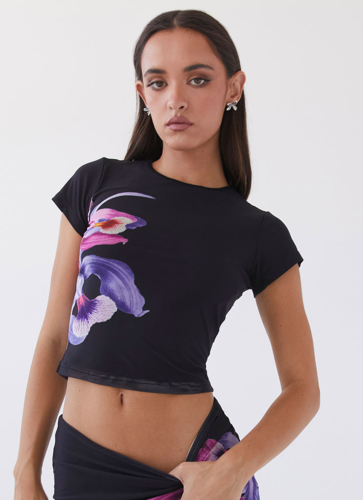 Sunset Bliss Mesh Tee - Cosmo Floral