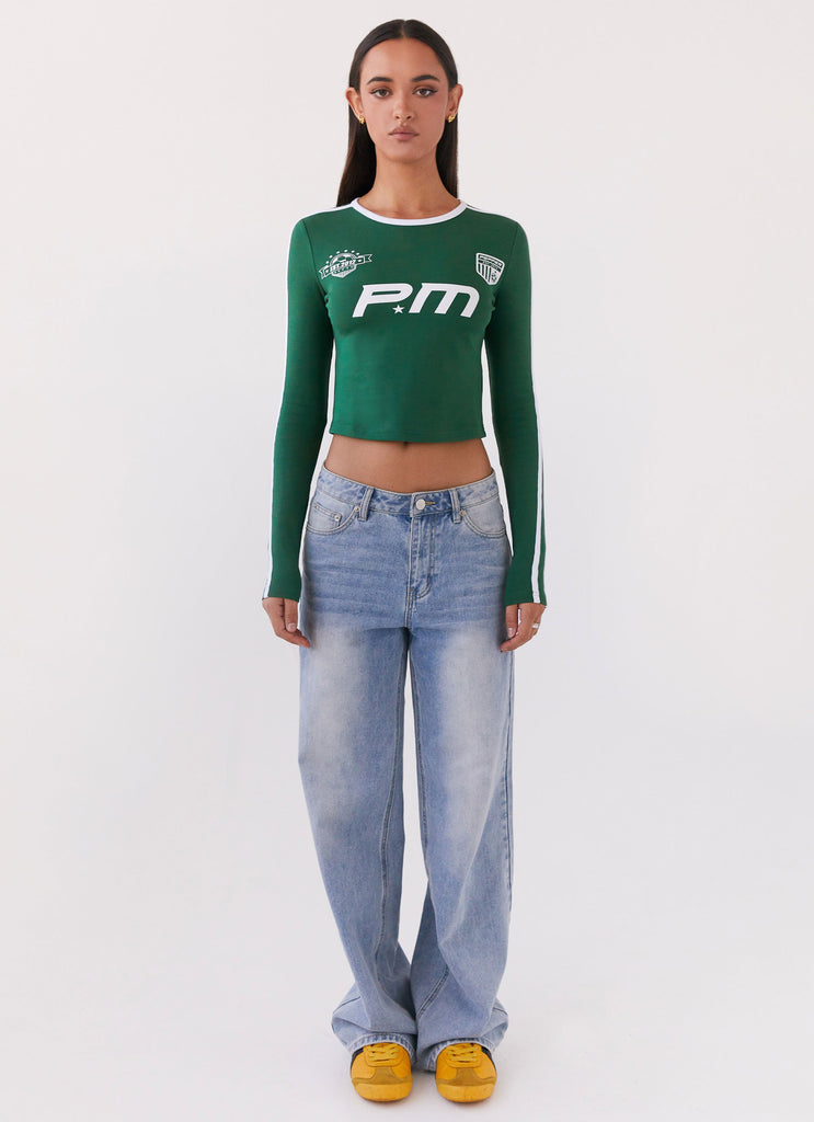 Touch Base Long Sleeve Top - Pine Green