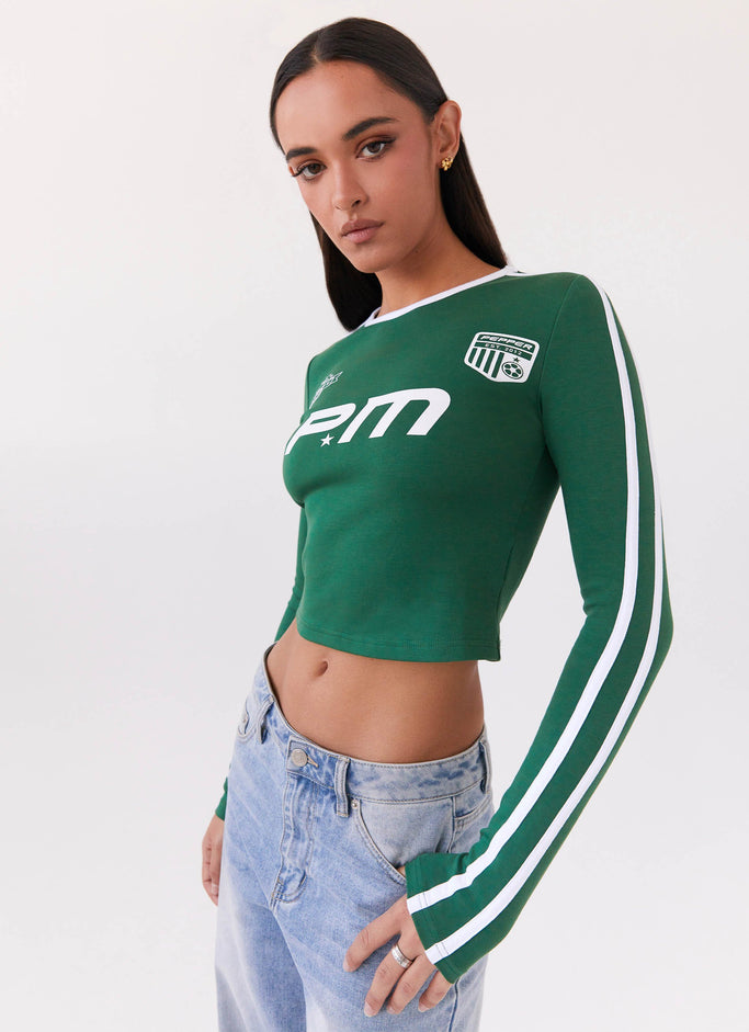 Touch Base Long Sleeve Top - Pine Green