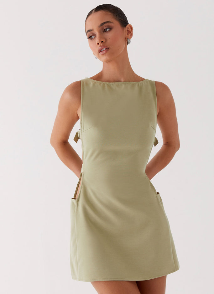 Cherish You Buckle Mini Dress - Olive