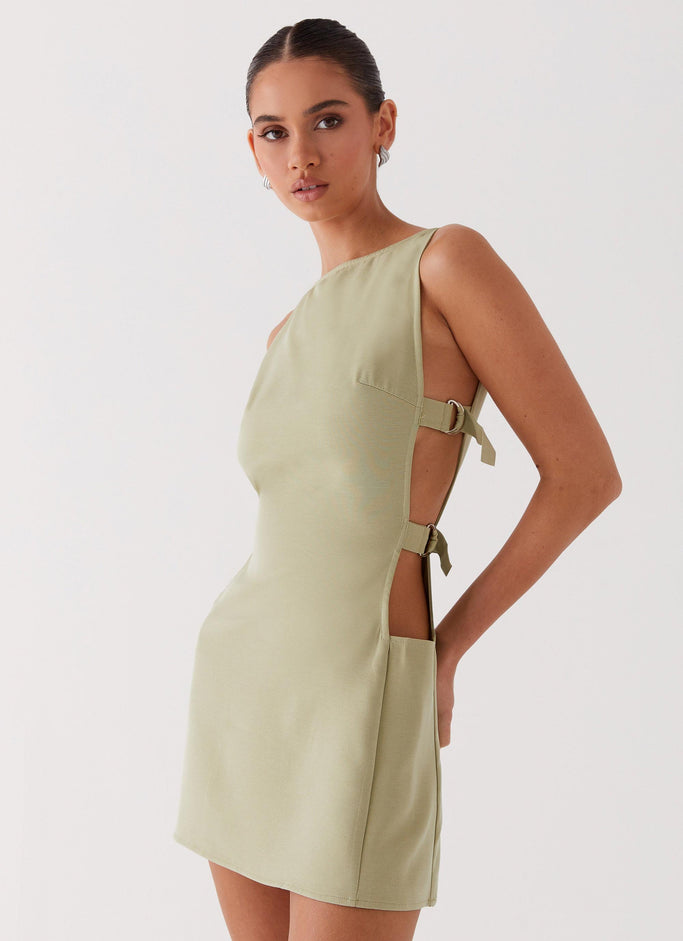Cherish You Buckle Mini Dress - Olive
