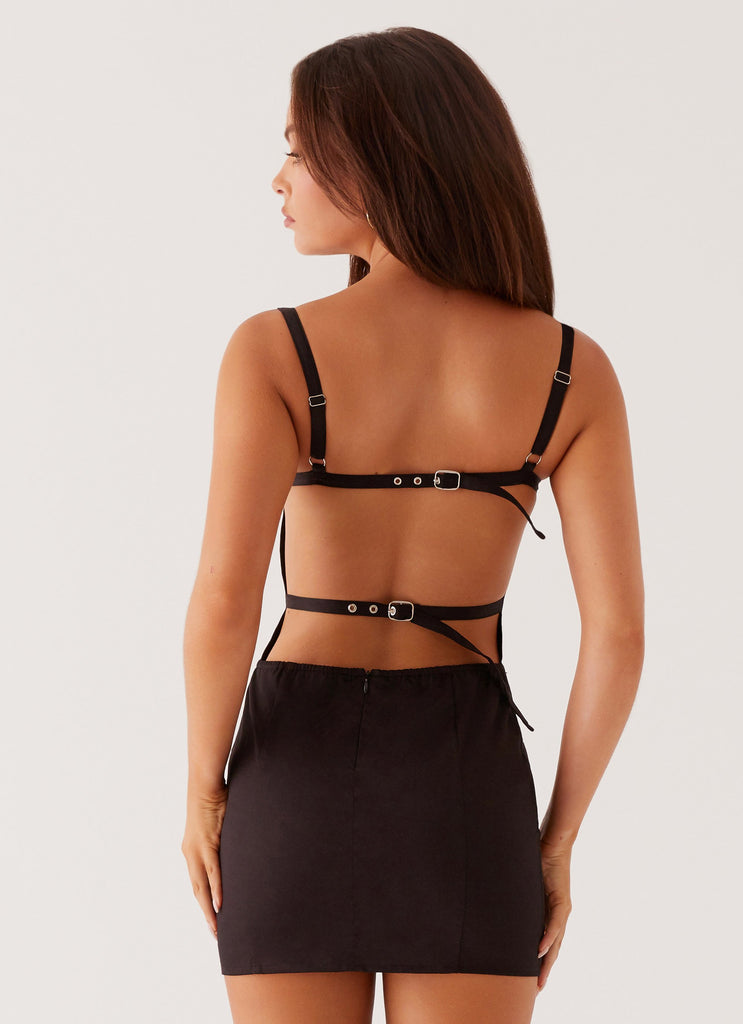 Naomi Backless Mini Dress - Black Peppermayo Naomi Backless Mini Dress - Black Peppermayo