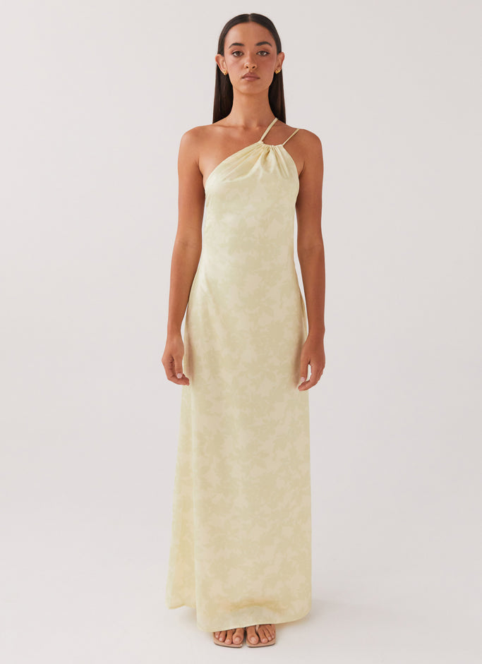 Liliana One Shoulder Maxi Dress - Yellow Floral