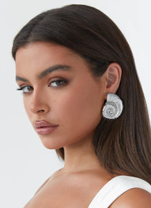 Womens Beachcomber Earrings in the colour Silver in front of a light grey background